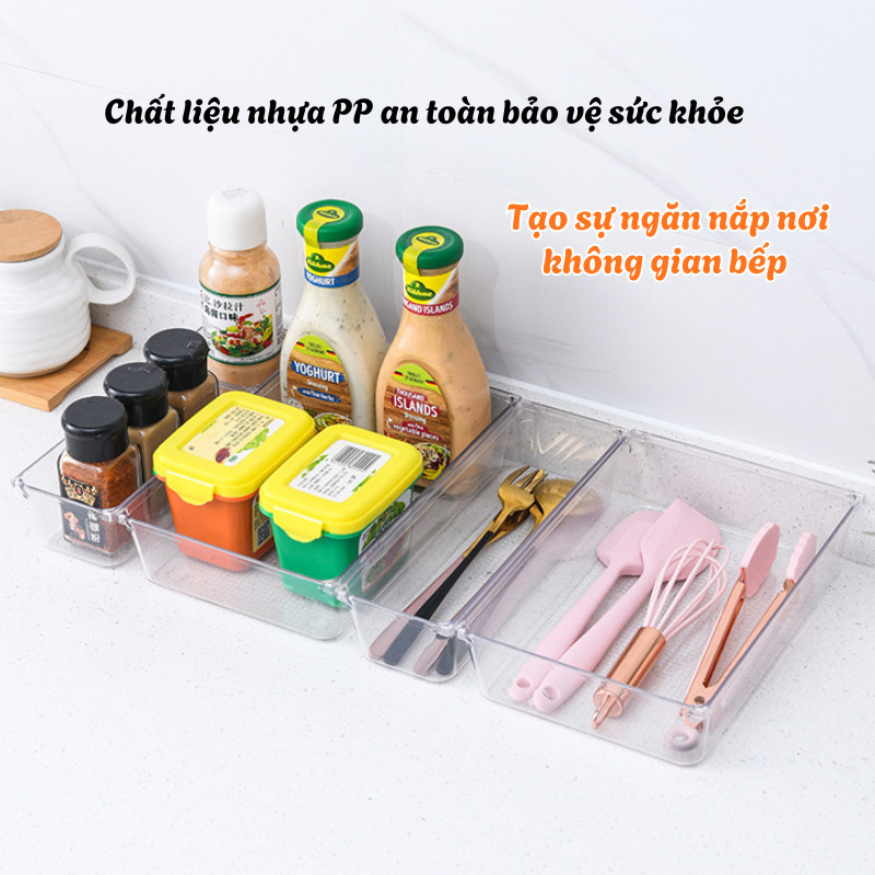 Khay Đựng Bút Để Bàn Trong Suốt, Hộp Chia Ngăn Tủ Bàn Làm Việc, Khay Đựng Văn Phòng Phẩm Mỹ Phẩm