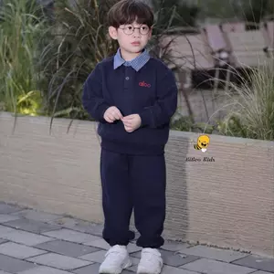 Bộ Quần Áo NỈ ALOO PHỐI CỔ SƠ MI cho bé trai ,Bộ quần áo dài tay cho bé