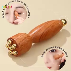 < Honeyba > Mini pod Hạt Đồng Gỗ Mặt Gua Sha Eye Facial Point Massage Relaxatiow Kinh Tuyến Acupoint Massage Dụng Cụ Đẹp