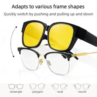 Kẹp 2 Trong 1 Trên Kính Mát Myopic Tầm Nhìn Ban Đêm Lái Xe Kính Dành Cho Nam Nữ Chống Tia UV Câu Cá Sắc Thái Kính Mắt Quà Tặng