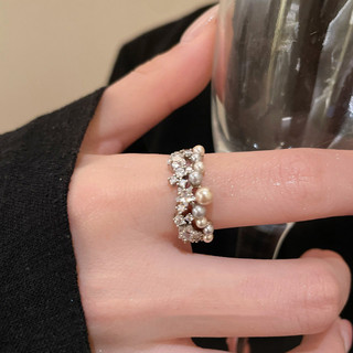 Nhẫn Siêu Sáng Bóng Ngọc Trai Đầy Sao Zircon Nhẫn Nữ Có Thể Điều Chỉnh Mở Nhẫn Phong Cách Hàn Quốc Sang Trọng Niche Thiết Kế Nhẫn Thời Trang