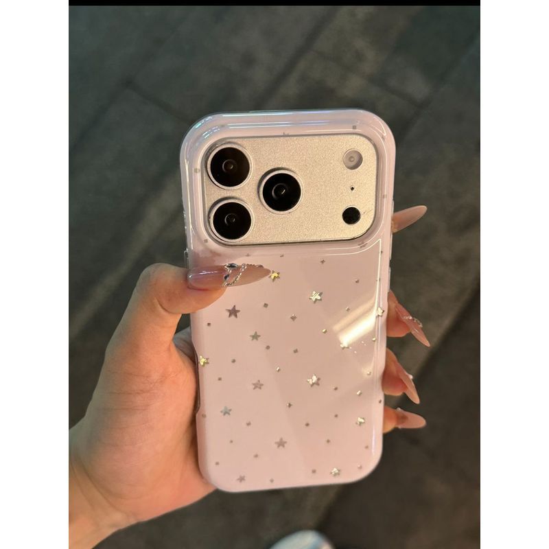 Kem Hồng Ngôi Sao Thích Hợp Cho iPhone17promax / 16 Vỏ Điện Thoại Apple 15Plus / 14 / 13 / 12xr