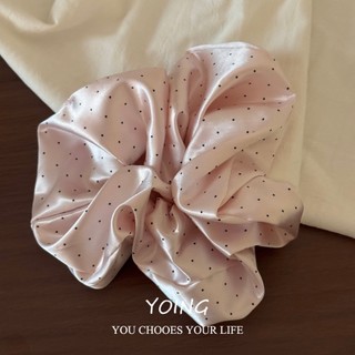 Yoing / Phong Cách Hàn Quốc Mercerized Satin Scrunchy Dây Buộc Tóc Nữ Cao Cấp Chấm Bi Dây Cao Su Độ Đàn Hồi Cao Tóc Lớn