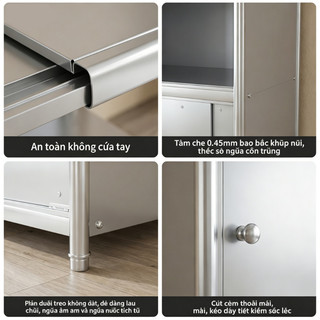 Tủ nhà bếp cao cấp Inox 304 chống gỉ Kệ đựng đồ đa năng inox Tủ để đồ thông minh