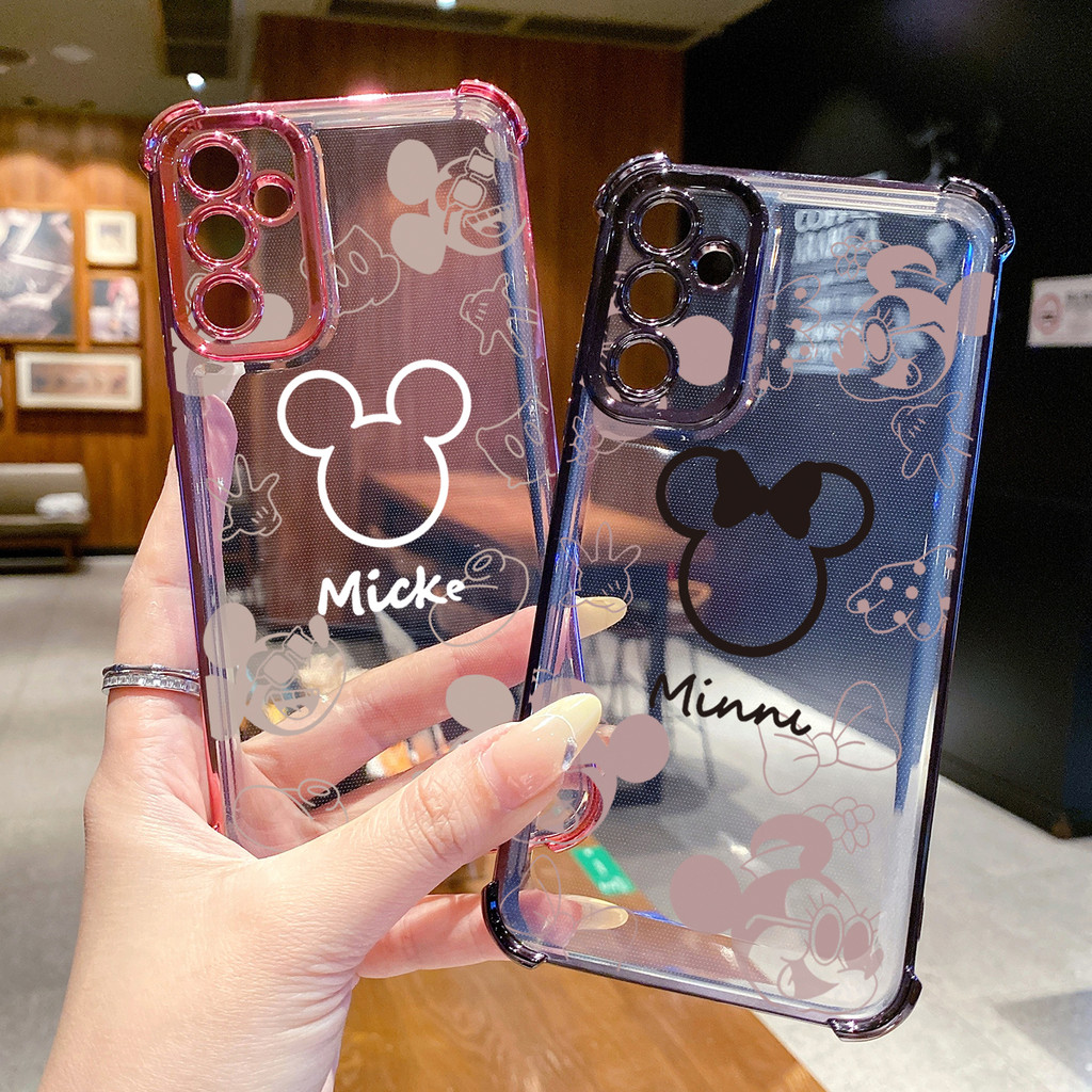 Tương thích với Samsung Galaxy A17 A07 A15 A05 A35 A55 A14 A34 A56 A36 A06 A16 Thời Trang Vẽ Chuột Mickey Minne Vỏ Mạ Trong Suốt Chống Rơi