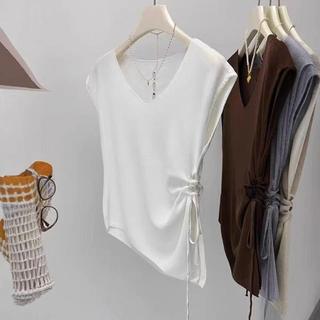 [Giảm giá 50%] Áo thun ngắn tay dệt kim cổ chữ V rỗng phong cách Hàn Quốc phong cách mới dành cho nữ
