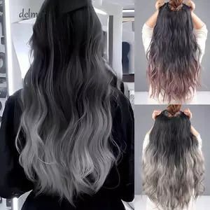 DELMER Nửa Hình Chữ U Tóc Giả, Tóc Giả Tổng Hợp Dài Sóng Tóc Nối Dài, Fasion Gradient Tự Nhiên Lông Tơ Ombre Uốn Tóc Nữ