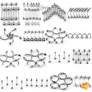 85 Chiếc Lưỡi Lông Mày Môi Bụng Rốn Nhẫn Thép Không Gỉ Xuyên Cơ Thể Trang Sức Mới
