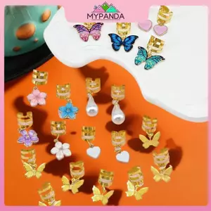 MYPANDA 20 Chiếc Kẹp Bím Bướm Pha Lê Dreadlo Phụ Kiện Tóc Nhiều Màu Sắc Bướm Mặt Dây Chuyền Quyến Rũ Ngọc Trai Sáng Bóng Trang Sức Tóc.