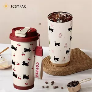 JCSYFAC Floral Kitten Design 550ml Dual-DrinkCup, Dung Tích Lớn Di Động 316 Chai Nước Mới
