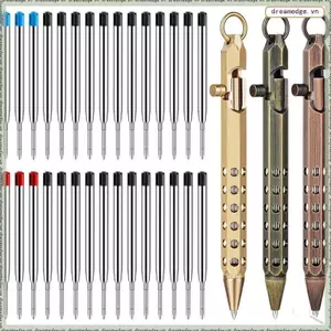 Bộ bút hành động Bolt 3 gói Bút bỏ túi bằng đồng thau nguyên khối lục giác với 30 điểm nạp lại A
