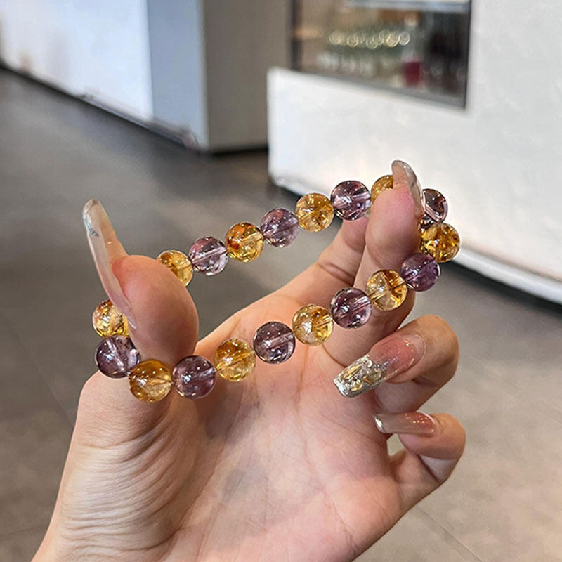 Mới Thạch Anh Tím Vòng Tay Nữ Ins Niche Thiết Kế Sự Giàu Có Thu Hút Cao Cấp Citrine Tháp Cổ Tay Pha Lê