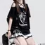 Hot Girl Phong Cách Đen Đeo Chéo Không Dây In Hình Bướm Phối Ren Rời Tất Cả Trận Đấu Áo Thun Nữ Mỏng Hơn Nhìn Top 5.19