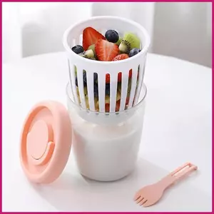Cốc Sữa Chua Có Thể Tái Sử Dụng Nắp Kín Hơi Nắp Thoát Nước Có Nĩa Salad Hộp Cơm Trưa Cho Yến Mạch Qua Đêm shopidaevn