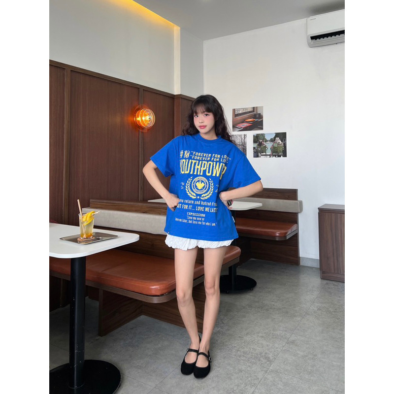 （Giao hàng 24h）Angela Áo Thun  Nam Nữ From Rộng In "FOREVER FOR LOVE" Cổ Tròn Chất Liệu Cotton Local Brand