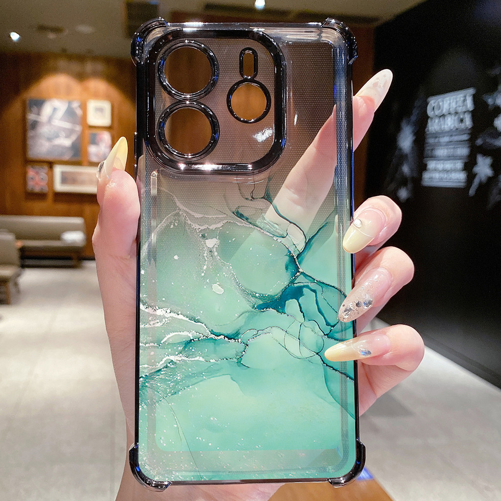 Tương thích với Xiaomi Redmi Note 14 13 Pro 5G 4G 12 13C 14C Màu Gradient Làm đẹp Vỏ mạ trong suốt Vỏ chống rơi