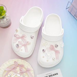 Phụ Kiện Nơ Phong Cách Ba Lê Hoa Cao Cấp Cho Crocs, Có Thể Tháo Rời, Cảm Giác, Trang Trí Giày Lỗ
