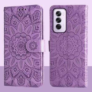 Ví da từ tính Flip Case cho OPPO Reno12 Reno 12 Pro 5G Vỏ điện thoại hoa hướng dương dập nổi