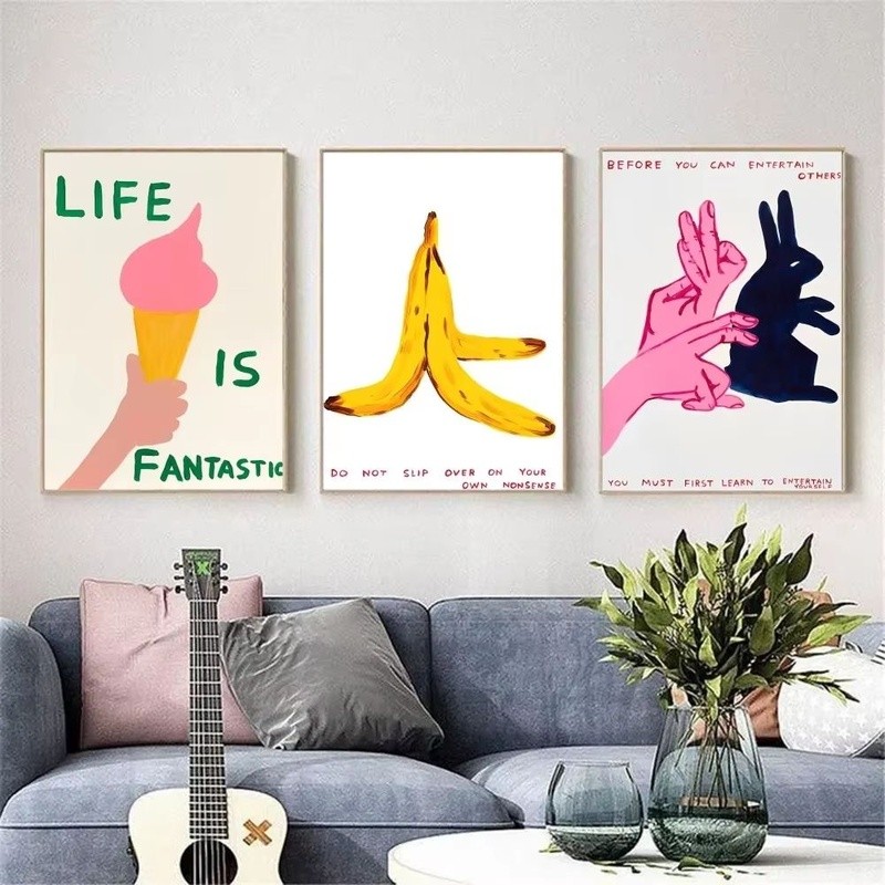 David Shrigley Canvas Poster Nghệ Thuật Hiện Đại Tối Giản Ngộ nghĩnh Treo Tường Trang Trí Phòng Khách Phòng Ngủ Nhà