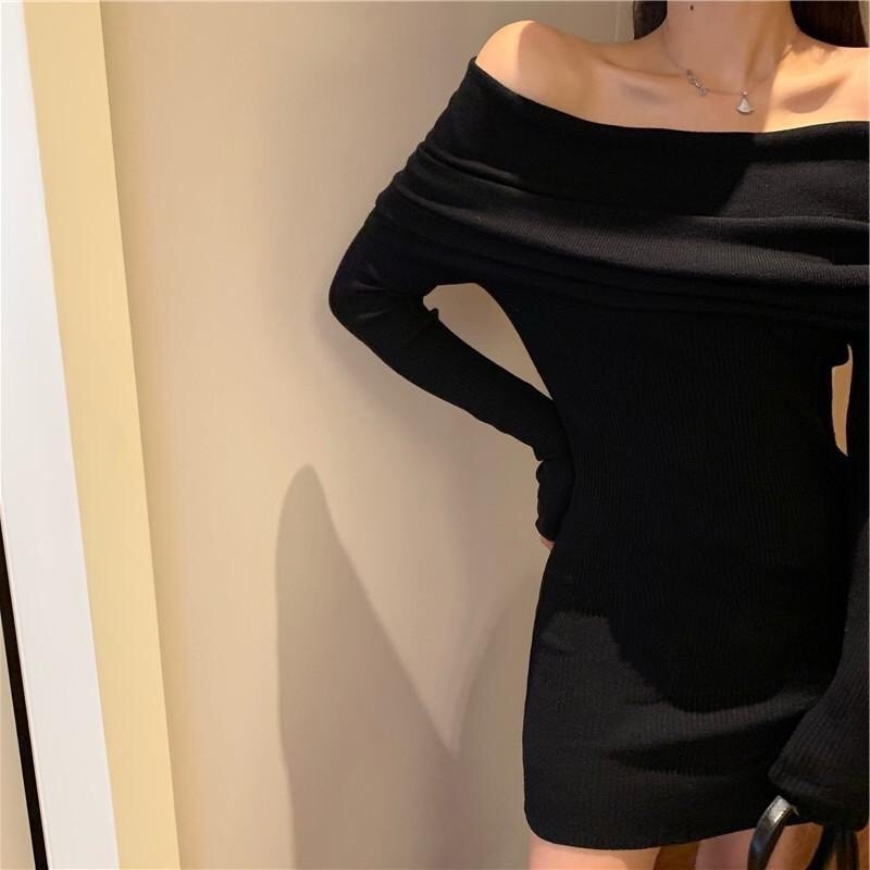 Đầm body trễ vai đỏ mặc noel mặc tết đều đẹp chất gân tăm VANISA DA001