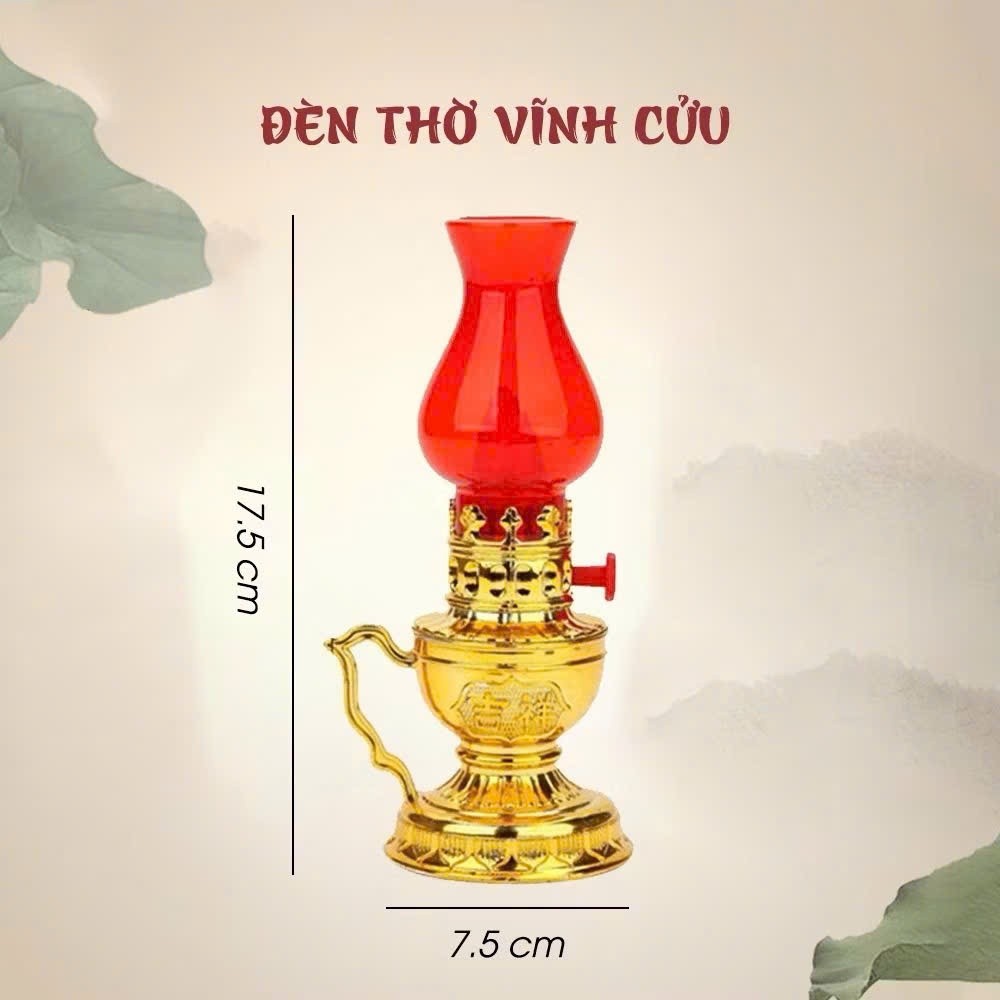 Đèn Thờ Vĩnh Cửu Sử Dụng Pin, Đèn Để Lên Bàn Thờ Trang Nghiêm Tôn Kính, Bóng Led Tiết Kiệm Pin, Dáng Đèn Dầu Thời Xưa