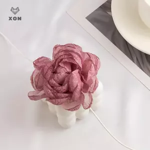 Vòng cổ choker ren vải lông tơ, thiết kế thanh lịch, phù hợp thời trang với dây buộc tiện lợi