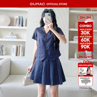 Set lẻ Áo Ghile nút kiểu  LAF0722 - Chân váy nữ GUMAC xếp ly  LVF0721