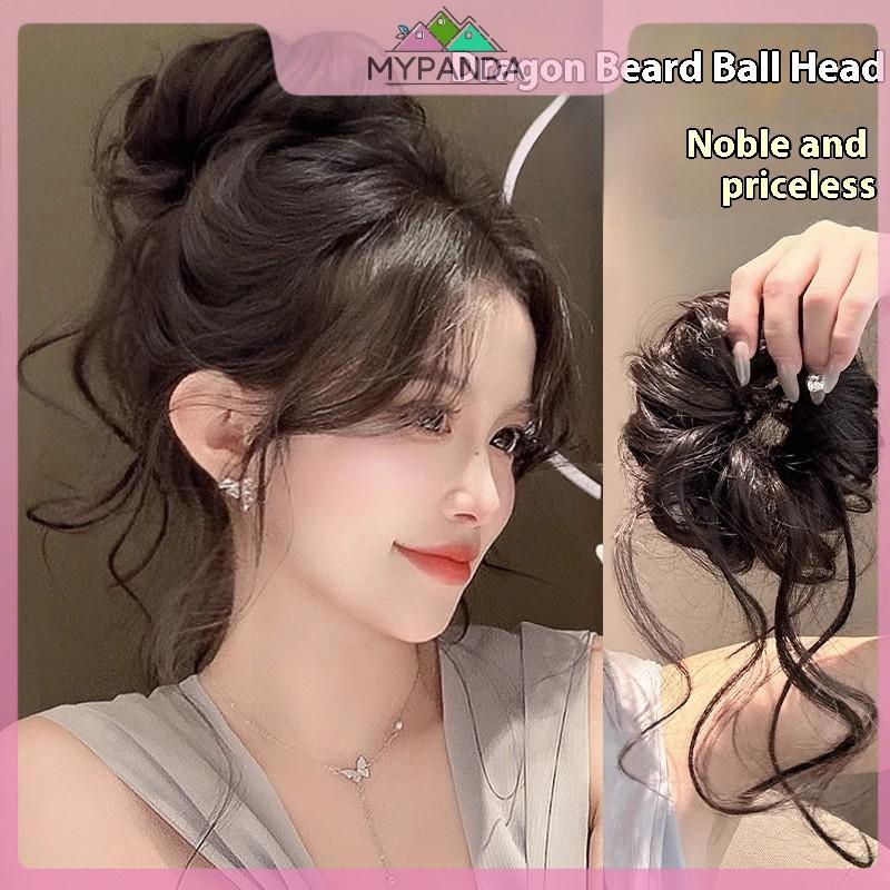 MYPANDA Dây buộc tóc và phụ kiện tóc bun thấp phong cách mới với lông tơ, giúp mở rộng mái tóc.