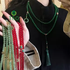 Vòng cổ đá tự nhiên và pha lê xanh cho phụ nữ Phật giáo, phù hợp làm choker hoặc quà tặng
