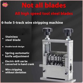 Máy tuốt dây thủ công N & X với 6 kênh 5 lưỡi Dụng cụ gọt vỏ dây khung kim loại di động để tái chế đồng phế liệu 3-17mm.