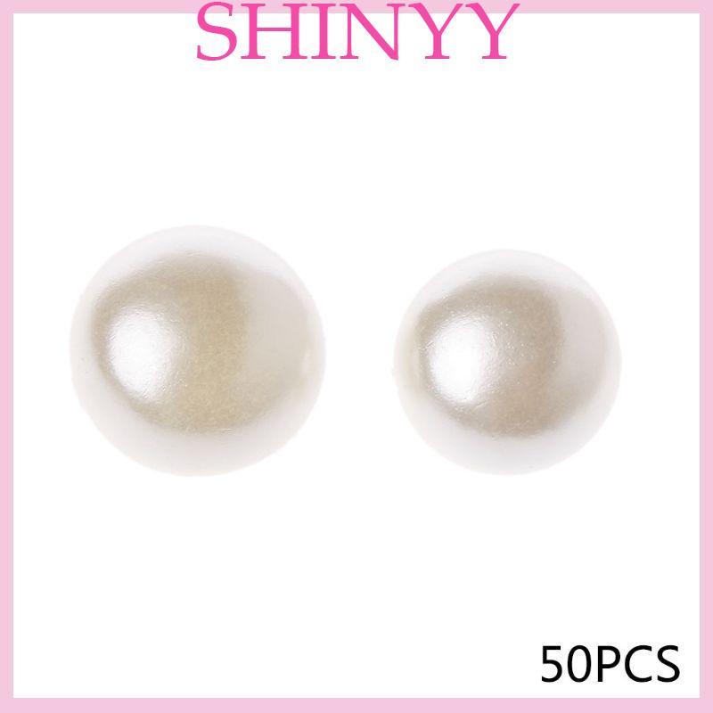 SHI May Ngọc Trai Nút 50 Chiếc Nhựa Tròn Nút Bộ Nhà Trung Tâm Đám Cưới