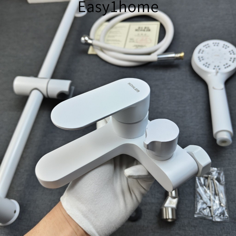 【KOHLER】Vòi sen, vòi sen trộn, van trộn màu trắng, van trộn đồng toàn bộ, vòi nước nóng lạnh, công tắc trộn phòng tắm, b