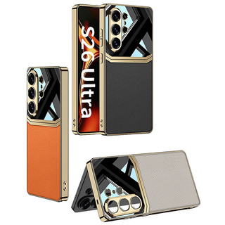 Ốp lưng da hai màu mạ điện Funda cho Samsung Galaxy s26 S25 S24 S23 Ultra Ốp lưng bảo vệ Camera