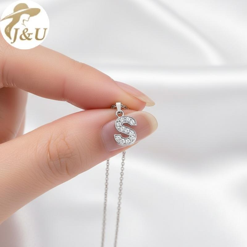 JU 1 Chiếc Zircon Chữ Mặt Dây Chuyền Nelace A Z Bảng Chữ Cái Trang Sức Nữ Thanh Lịch Xương Đòn Dây Chuyền Quà Tặng Cho Tiệc Kỷ Niệm VN
