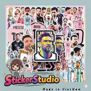 Set 100 Sticker Huyền thoại bóng đá Messi Chống Nước Dán Laptop Vali Mũ Bảo Hiểm Sổ Tay