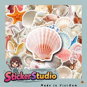 Set Sticker Các vỏ ốc và sinh vật biển Chống Nước Dán Laptop Vali Mũ Bảo Hiểm Sổ Tay