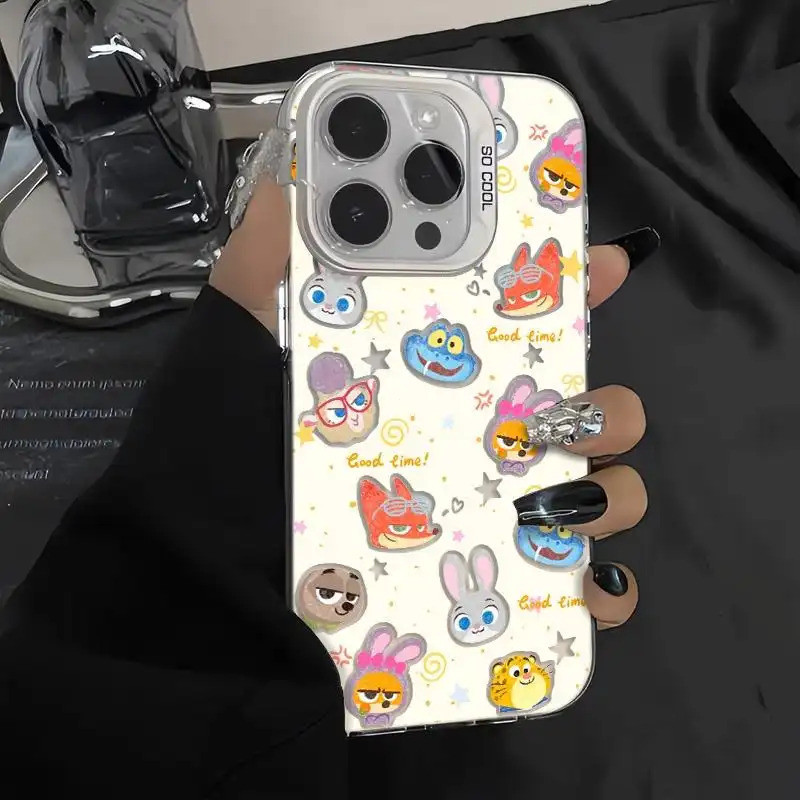 Ốp lưng họa tiết Zootopia da PU, thiết kế độc đáo chống trầy tốt Bảo Vệ Camera Cấp iPhone 17/16/15/14/13/12/11/X/XS Max