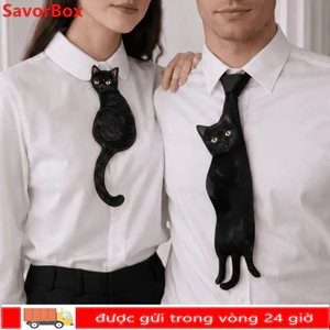 Dây buộc mèo SAVORBOX, Dây buộc nơ thiết kế thích hợp cá tính cổ điển, Thiết kế ban đầu hình mèo giàu có Thiết kế lễ hội Dây buộc mèo đen Sự kiện đặc biệt