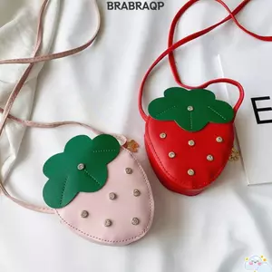 Túi nhỏ trẻ em BRABRAA, Túi đeo chéo đa năng cho bé gái dễ thương, Túi xách trẻ em Kawaii Strawberry Zero Ví Túi đeo vai Quà tặng