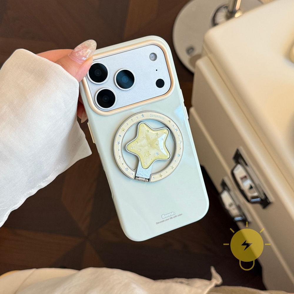 Phone Case For iPhone 17 Pro Max 16 15 14 13 with Griptok TPU Magnetic Heart with Griptok Gilding Aesthetic Korean Cute