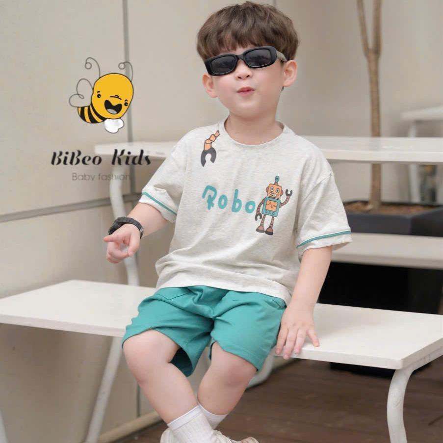 Bộ quần áo cộc tay IN ROBOT cho bé trai , Quần áo chất COTTON mềm thoải mái cho bé