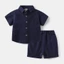 Bộ Bé Trai Đồ Bộ Bé Trai Áo Sơ Mi Cộc Tay Quần Short Cotton Mềm Mát Trơn Màu Lio Nuggap