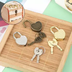 PNPIA- 1 Bộ Hình Trái Tim Padlos Mini Hành Lý Phần Cứng Los Có Chìa Khóa Lo Cho Du Lịch Cưới Hộp Trang Sức Nhật Ký Sách Vali