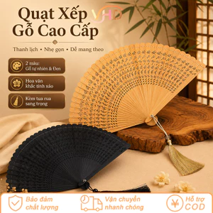 Quạt Gập Cổ Trang Cầm Tay Bằng Tre – Mini Gấp Gọn, Đạo Cụ Chụp Ảnh, Quà Tặng Xinh Xắn