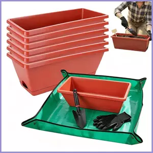 Chậu trồng cây hình chữ nhật cho cây ngoài trời 7 miếng Chậu trồng lớn dài 16,5in Hộp trồng cây hình chữ nhật mueadsyvn