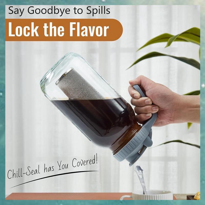 [uhktyltui.vn] Máy pha cà phê Cold Brew Máy pha trà đá Cold Brew Bình đựng cà phê 64Oz, Bình đựng cà phê lạnh bằng thủy tinh dày Nắp nắp lật có tay cầm