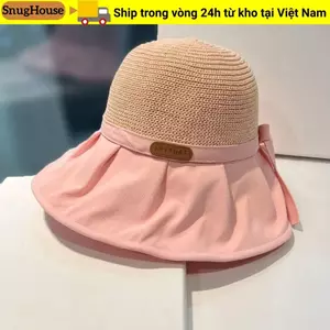 SNUGHOUSE Mũ chống nắng vành rộng lớn, Mũ xô nữ thời trang ngoài trời, Mũ đi biển Du lịch mùa hè Mũ đuôi ngựa