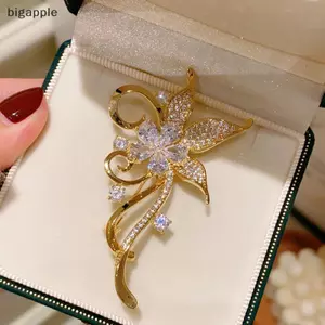 Bigapple Thời Trang Kim Cương Giả Bauhinia Hoa Thổ Cẩm Nữ Quần Áo Áo Trang Sức Quà Tặng RDG