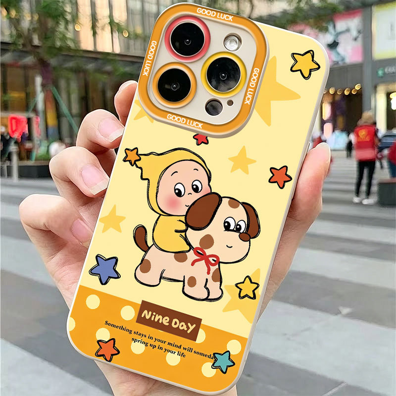 Ốp lưng iPhone silicon mềm bảo vệ máy ảnh họa tiết ngôi sao may mắn -iP7/8/X/XS/XR/11/12/13/14/15/16/17/Plus/Air/Pro/Max
