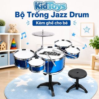 Bộ Trống Jazz Drum KidToys 5 Trống 1 Chũm Chọe - Có Ghế Ngồi Cho Bé Tập Chơi Nhạc